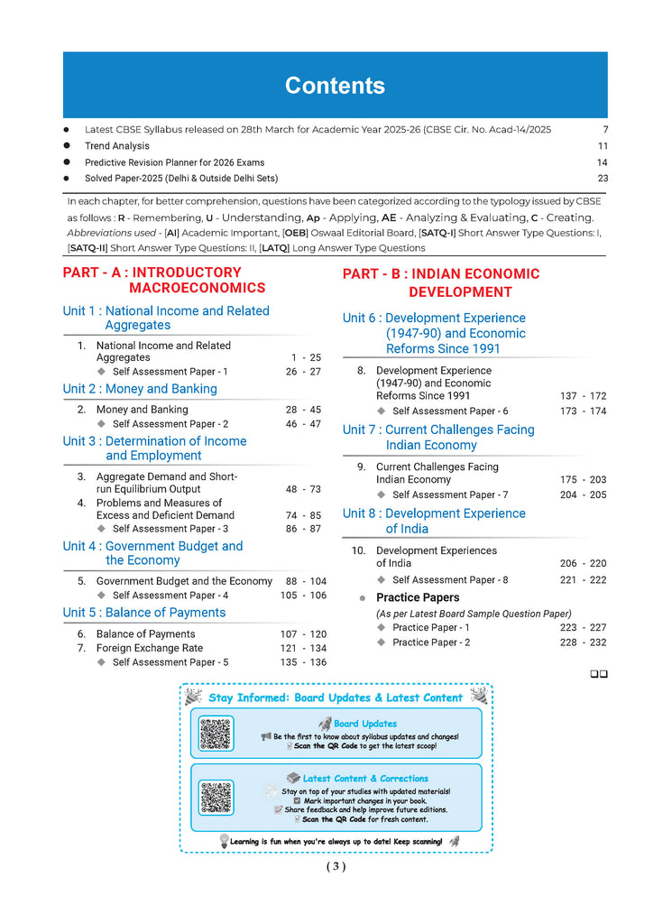 CBSE Question Bank Chapterwise and Topicwise SOLVED PAPERS Class 12 Economics For Exam 2026