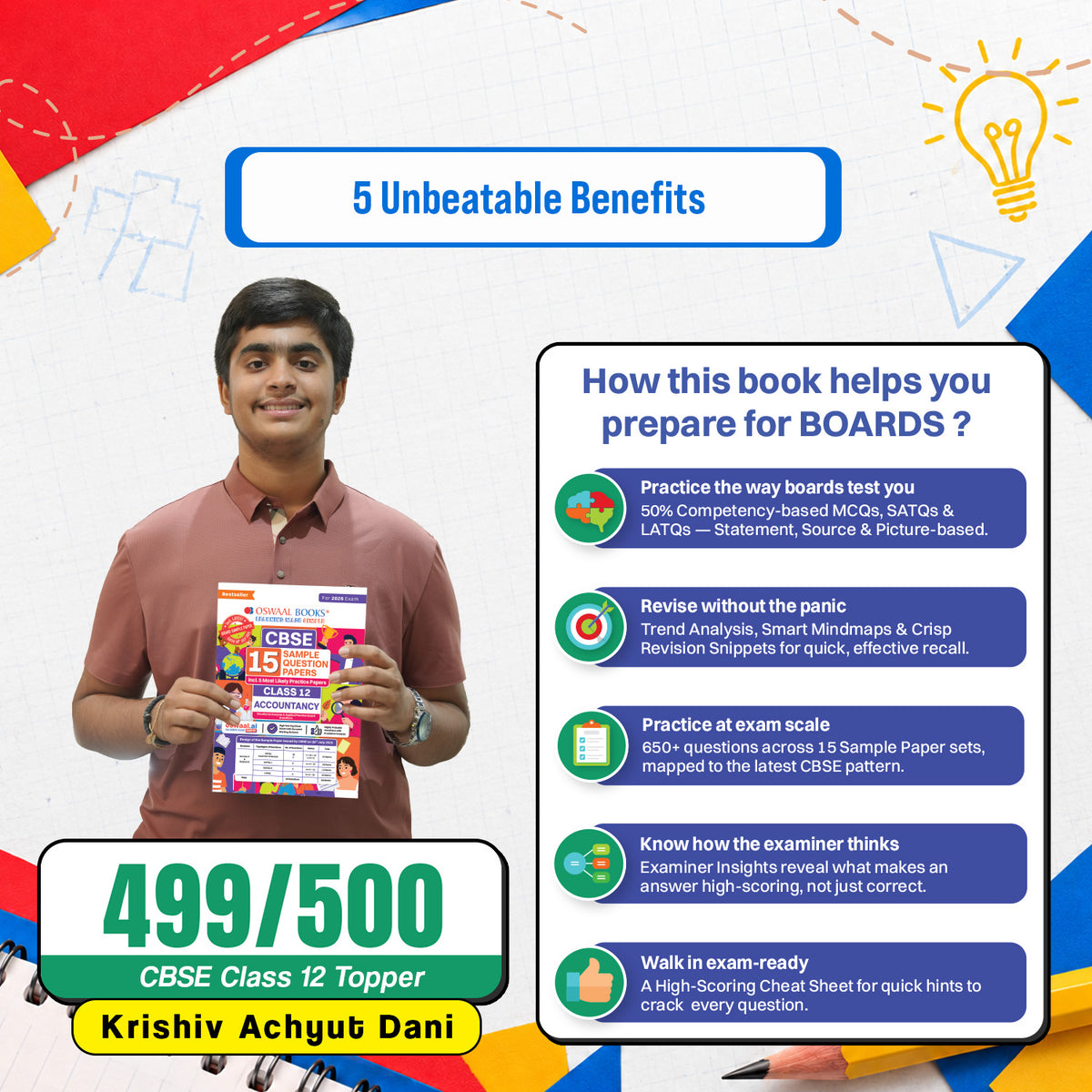 Oswaal CBSE 20 Combined Sample Question Papers Class 12 Board Exam 2027 – English Core, Physics, Chemistry, Biology - New Question Typologies - Oswaal AI