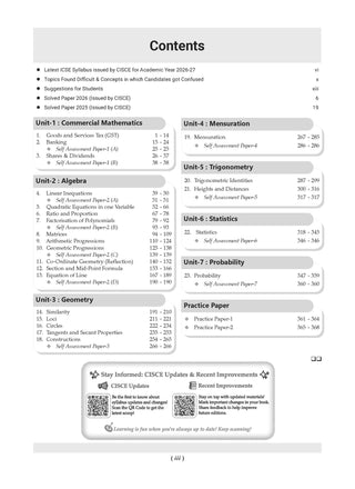 Class 10 ICSE Question Bank Mathematics (2017 – 2026) |For 2027 Exam Chapter-wise & Topic-wise with Competency Based Questions |  Includes 2026 Paper- fully solved | Self-Assessment Papers | Practice Papers