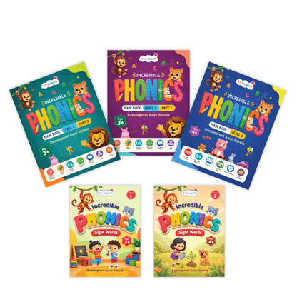 Incredible Phonics for Starters Bundle – 5 Books | Level 1 & 2 Phonics Main Books + Sight Words | Early Reading, Letter Sounds & Word Skills | Learning Books for Ages 3–4+