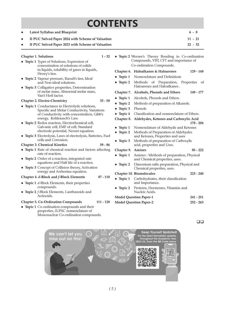 Karnataka 2nd PUC Question Bank Class 12 Chemistry | Chapterwise & Topicwise Previous Solved Papers (2017-2024) | For Board Exams 2025