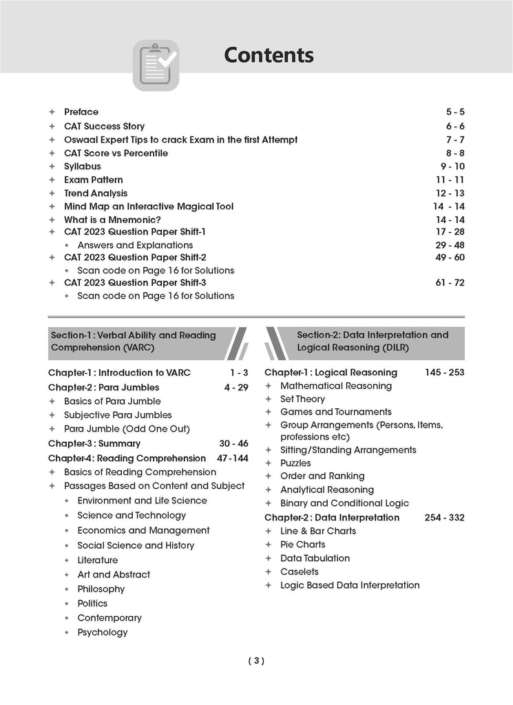 CAT 10 Years' Chapter-wise & Topic-wise Solved Papers (2006-2008 & 2017-2023) | (VARC, DILR & QA) | For 2024 Exam