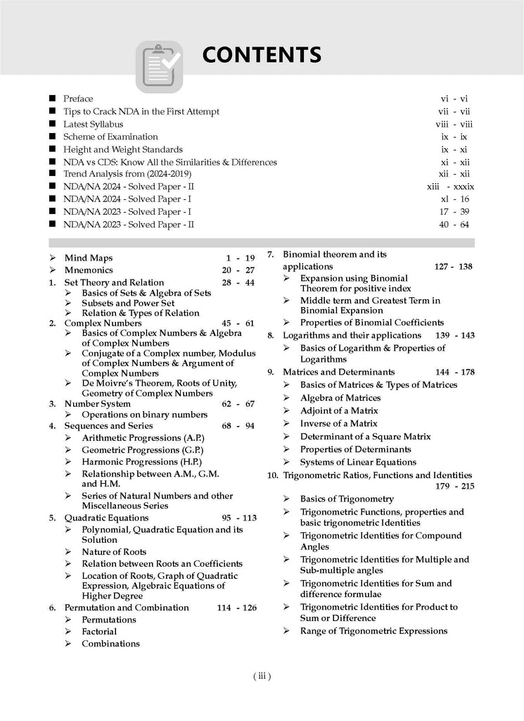 NDA-NA (NATIONAL DEFENCE ACADEMY/NAVAL ACADEMY) 11 Years' Chapter-wise & Topic-wise Solved Papers 2014-2024 (II) | Mathematics | For 2025 Exam