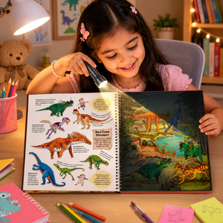 Lil Legends Magic Flashlight Big Discoveries Dinosaur World for Kids | Interactive Hidden Picture Book with Reveal Card | Interesting Facts | Activity Book for Toddlers | For Age 3+