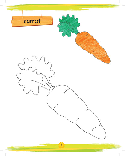 Lil Legends Book of Copy Colouring for kids,To Learn About Vegetables, Age 3 +Â 