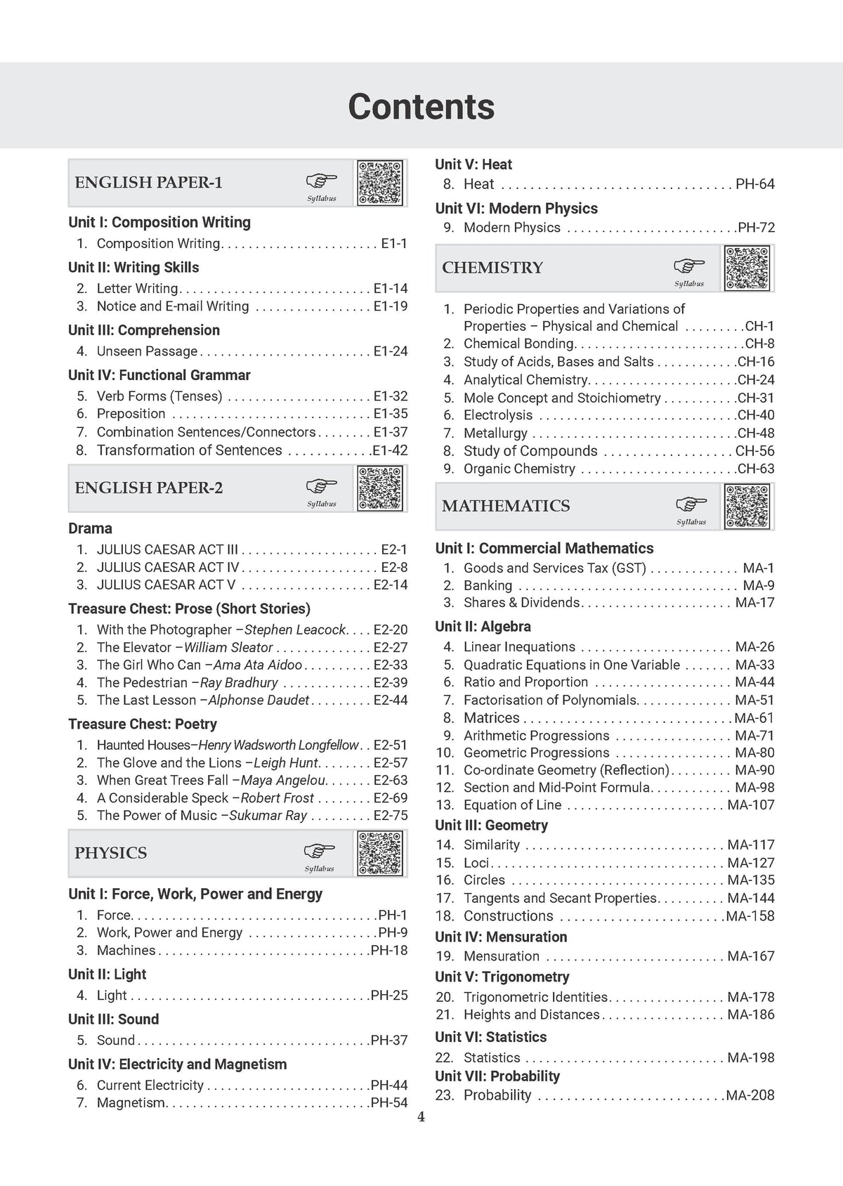 ICSE Competency Focused Questions Chapter-wise Class 10 (Physics, Chemistry, Maths, Biology, English Paper-1 & Paper-2, Geography, History & Civics) for 2027 Board Exam