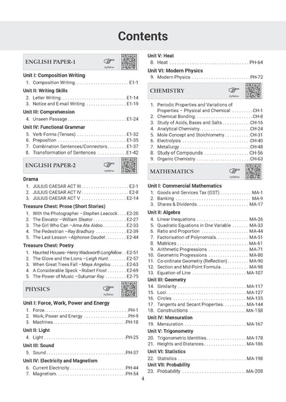 ICSE Competency Focused Questions Chapter-wise Class 10 (Physics, Chemistry, Maths, Biology, English Paper-1 & Paper-2, Geography, History & Civics) for 2027 Board Exam
