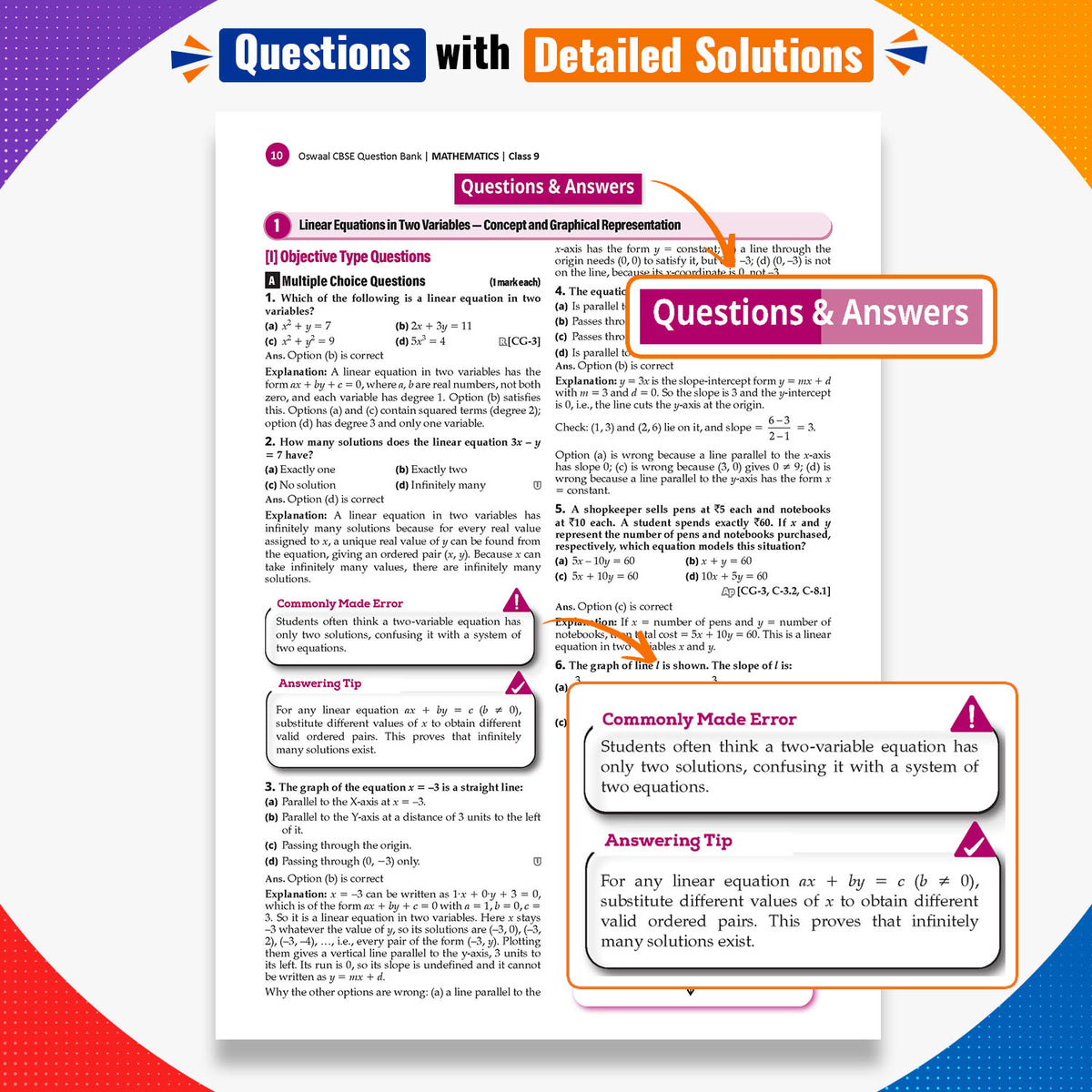 Oswaal CBSE Class 9 Mathematics Part-2 Question Bank Chapter-wise & Topic-wise | Based on NCERT Textbook Ganita Manjari | Includes Summary, Competency-Based Question, Self-Assessment & Practice Papers