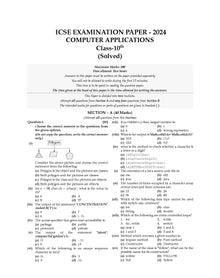 ICSE | 10 Sample Question Papers | Class 10 | Computer Application (For 2025 Exam)