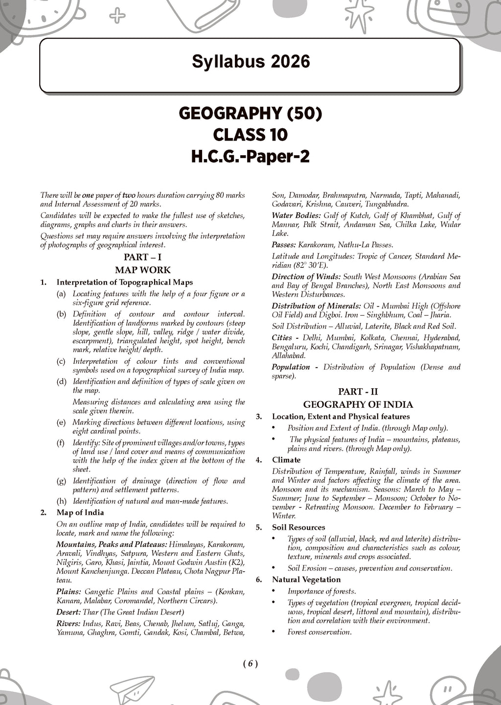ICSE 10 Sample Question Papers Class 10 Geography for Board Exam 2026 ...