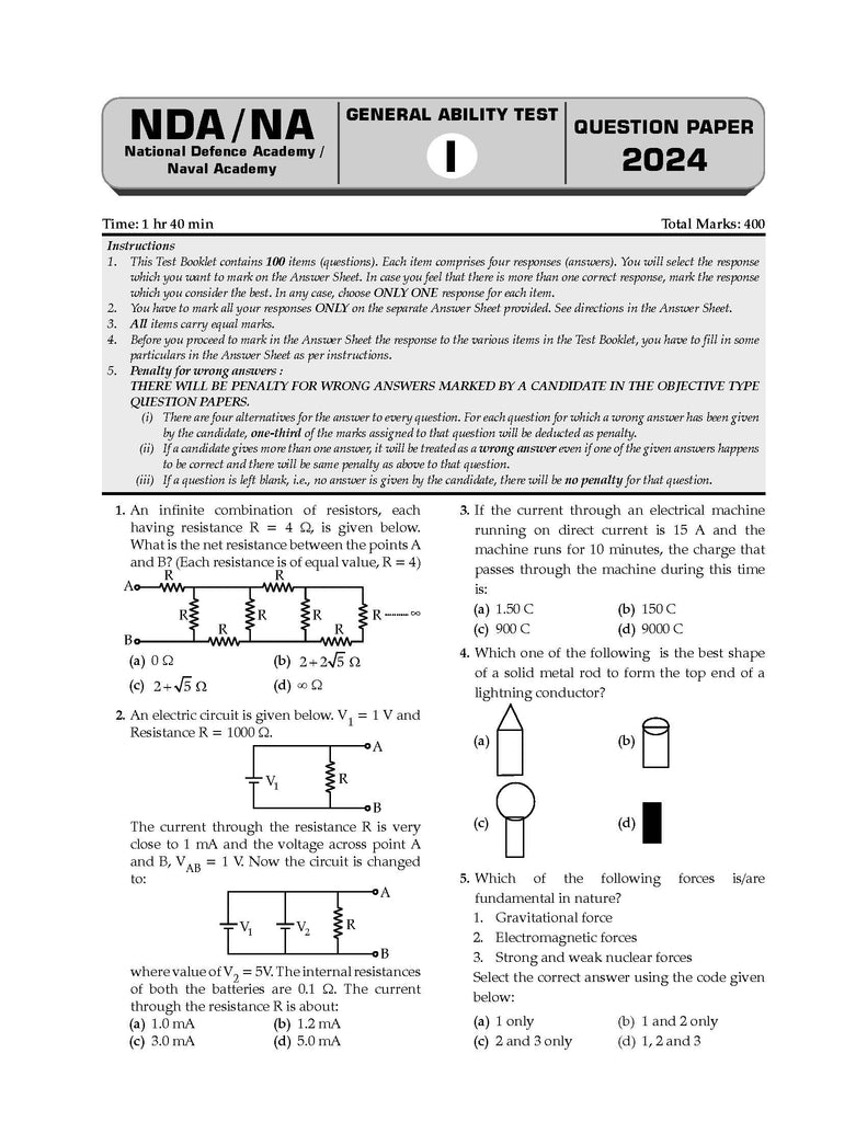 NDA-NA (NATIONAL DEFENCE ACADEMY/NAVAL ACADEMY) 11 Years' Chapter-wise & Topic-wise Solved Papers (2014-2024) | English, General Studies & Mathematics (Set of 3 Books) | For 2024-25 Exam