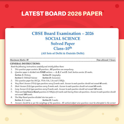 CBSE Class 10 Social Science Question Bank | Chapter & Topic-wise Solved Papers (2017-2026) | Based on Latest Syllabus (April 2026) | Includes 2026 Papers | For 2027 Exam