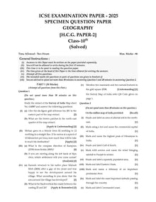 ICSE Question Bank Class 10 Geography | Chapterwise | Topicwise | Solved Papers | For 2025 Board Exams