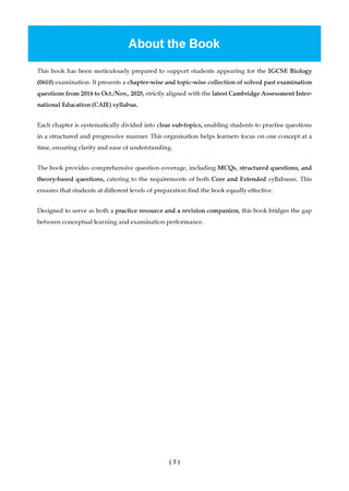 IGCSE Biology (Papers 1,2,3,4) Core & Extended | Topical Past Solved Papers (2016-Oct.-Nov., 2025) | For 2026 Exam | Aligned with Cambridge IGCSE™ Coursebook | with Oswaal AI