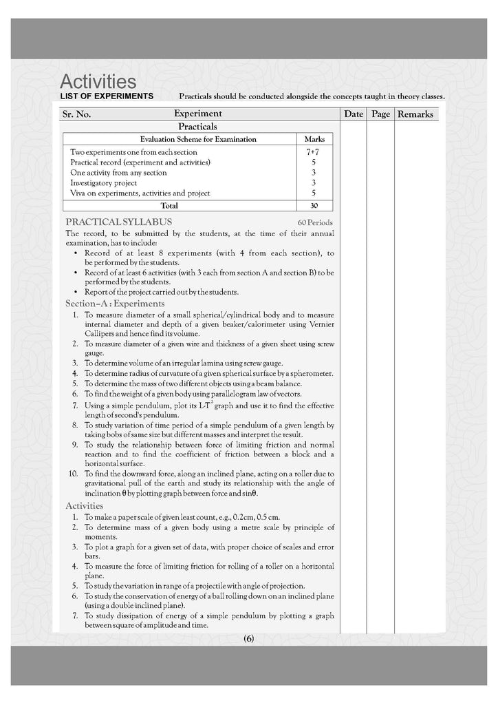 CBSE Laboratory Manual Class 11 Physics Book (Latest Edition)