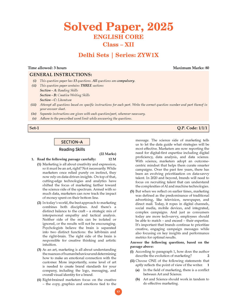 CBSE Question Bank Chapterwise and Topicwise SOLVED PAPERS Class 12 English Core For Exam 2026