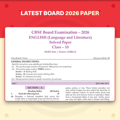 CBSE Class 10 English Language & Literature Question Bank | Chapter & Topic-wise Solved Papers (2017-2026) | Based on Latest Syllabus (April 2026) | Includes 2026 Papers | For 2027 Exam