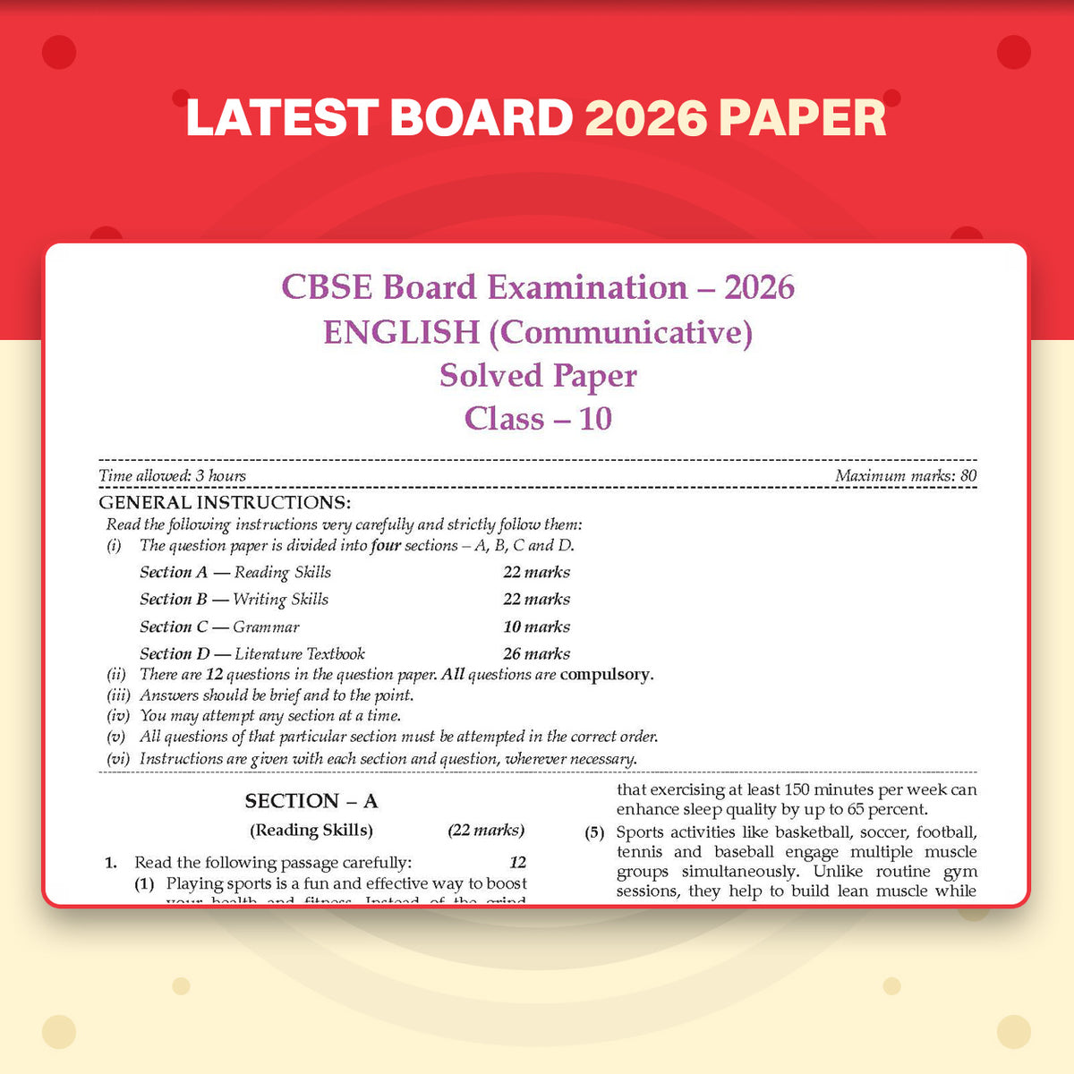 Oswaal CBSE Class 10 English Communicative Question Bank | Chapter & Topic-wise Solved Papers (2017-2026) | Based on Latest Syllabus (April 2026) | Includes 2026 Papers | For 2027 Exam
