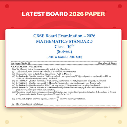 CBSE Class 10 Mathematics (Standard) Question Bank | Chapter & Topic-wise Solved Papers (2017-2026) | Based on Latest Syllabus (April 2026) | Includes 2026 Papers | For 2027 Exam