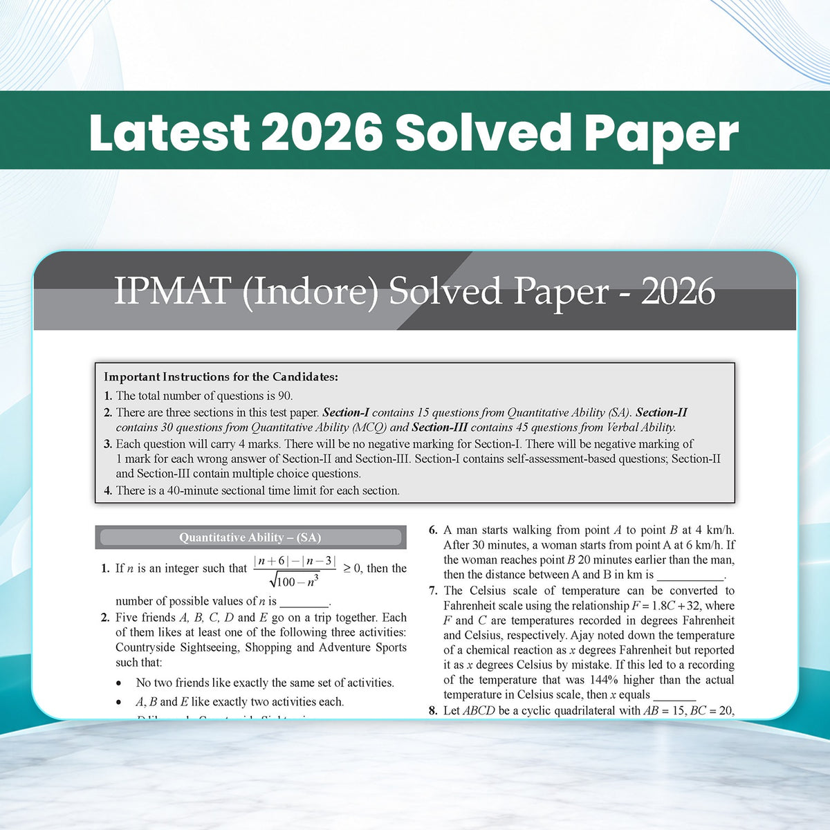 IPMAT 21 Previous Years' Solved Papers (2019 – 2026) | Latest 2026 Solved Papers | 2100+ Questions with Detailed Solutions | IPMAT Indore, Rohtak & JIPMAT | Trend Analysis (2022 – 2026) | Oswaal AI
