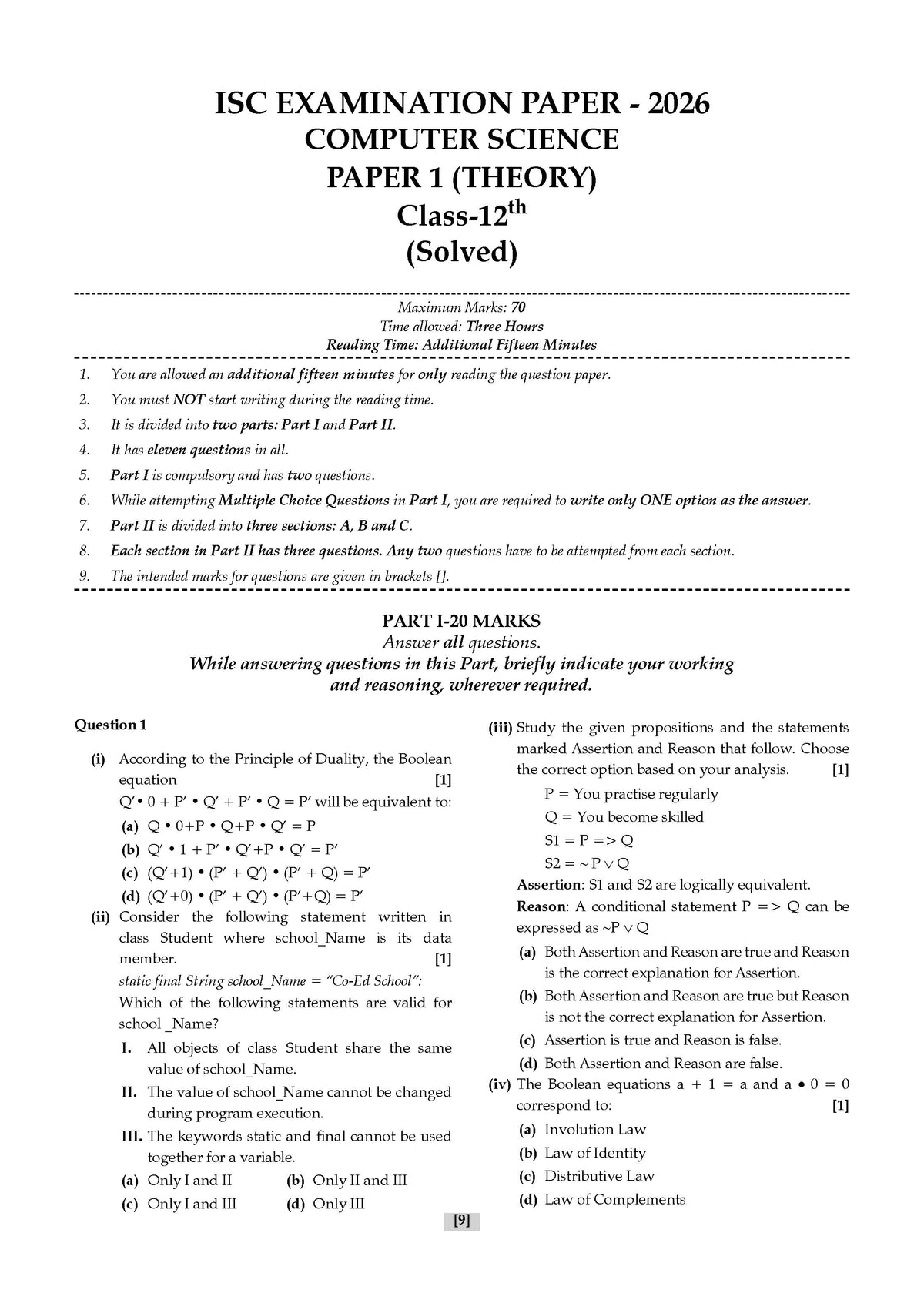 Oswaal ISC 10 Previous Years' Solved Papers Year-wise (2016-2026) | Class-12, Science (PCM) | Physics, Chemistry, Mathematics, Eng1& 2, Hindi, Computer Science, Physical Education (2027 Exam) | Oswaal AI