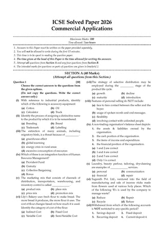 ICSE 10 Previous Years' Solved papers | Year-wise (2017-2026) |Class-10 |  Commercial Applications | For 2027 Exam | Oswaal AI