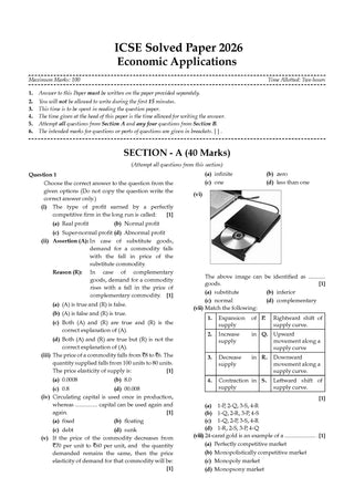 ICSE 10 Previous Years' Solved papers | Year-wise (2017-2026) |Class-10 | Economic Applications | For 2027 Exam | Oswaal AI
