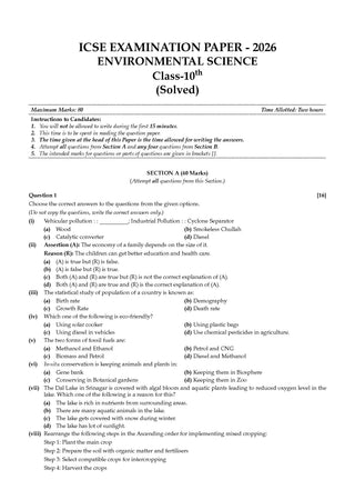 ICSE 10 Previous Years' Solved papers | Year-wise (2017-2026) |Class-10 | Environmental Science | For 2027 Exam | Oswaal AI