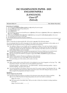 ISC 10 Previous years' Solved papers year-wise 2015-2025, Class-12, Science: PCM: Physics, Chemistry, Mathematics, English 1, English 2, Hindi, Computer science (For 2026 Exam)