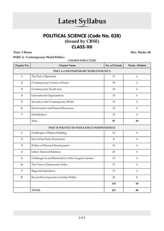 CBSE Class 12  Political Science Question Bank | Chapter & Topic-wise Solved Papers (2017–2026) | Based on Latest Syllabus (April 2026) | Includes 2026 Papers | | For 2027 Exam