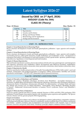 CBSE Class 12  Biology Question Bank | Chapter & Topic-wise Solved Papers (2017–2026) | Based on Latest Syllabus (April 2026) | Includes 2026 Papers | | For 2027 Exam