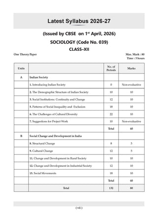 CBSE Class 12  Sociology Question Bank | Chapter & Topic-wise Solved Papers (2017–2026) | Based on Latest Syllabus (April 2026) | Includes 2026 Papers | | For 2027 Exam