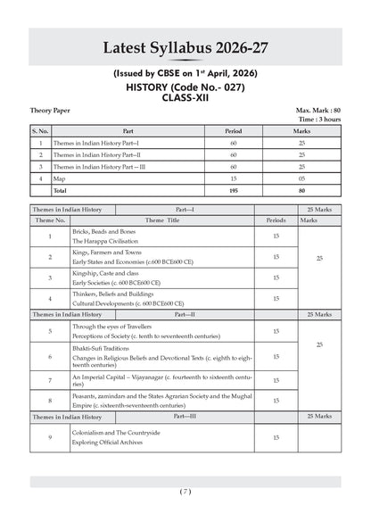 CBSE Class 12 History Question Bank | Chapter & Topic-wise Solved Papers (2017-2026) | Based on Latest Syllabus (April 2026) | Includes 2026 Papers | For 2027 Exam