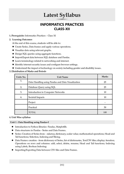 CBSE Class 12 Informatics Practices Question Bank | Chapter & Topic-wise Solved Papers (2017-2026) | Based on Latest Syllabus (April 2026) | Includes 2026 Papers | For 2027 Exam