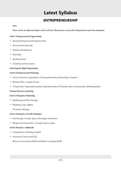 NTA CUET(UG) 5 Mock Test Papers Entrepreneurship For 2026 Exam