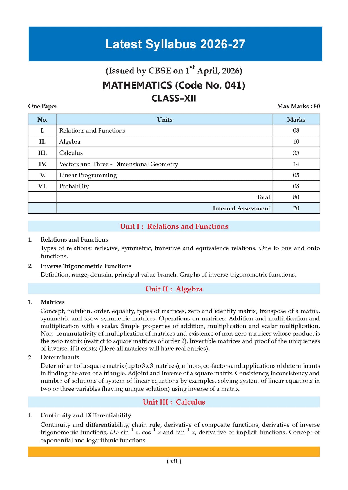 Oswaal CBSE & NCERT One for All Class 12 Mathematics (For 2027 Exam)