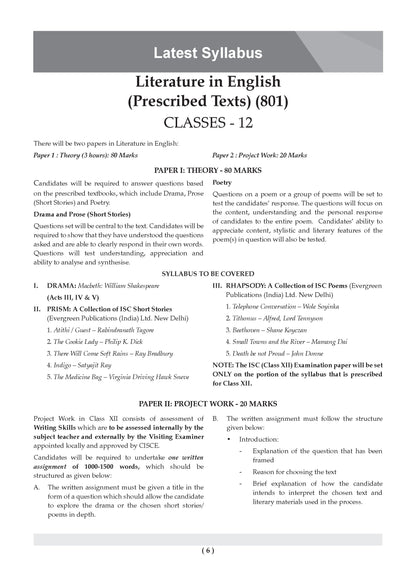 Class 12 ISC English Paper 2 Literature Question Bank (2017-2026) | Chapter-wise & Topic-wise with Competency Based Questions | For 2027 Exam | With Solved 2026 Board Paper | Self-Assessment Papers