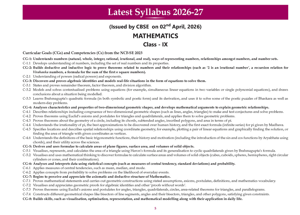 Oswaal CBSE Workbook Class 9 Mathematics Part-1, Part-2 & Advanced Level| aligned with NCERT Ganita Manjari (Set of 3 Books) | Perforated Worksheets for Practice with Competency Based questions