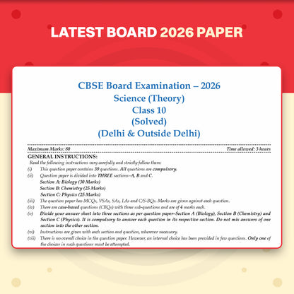 CBSE Class 10 Science Question Bank | Chapter & Topic-wise Solved Papers (2017-2026) | Based on Latest Syllabus (April 2026) | Includes 2026 Papers | For 2027 Exam