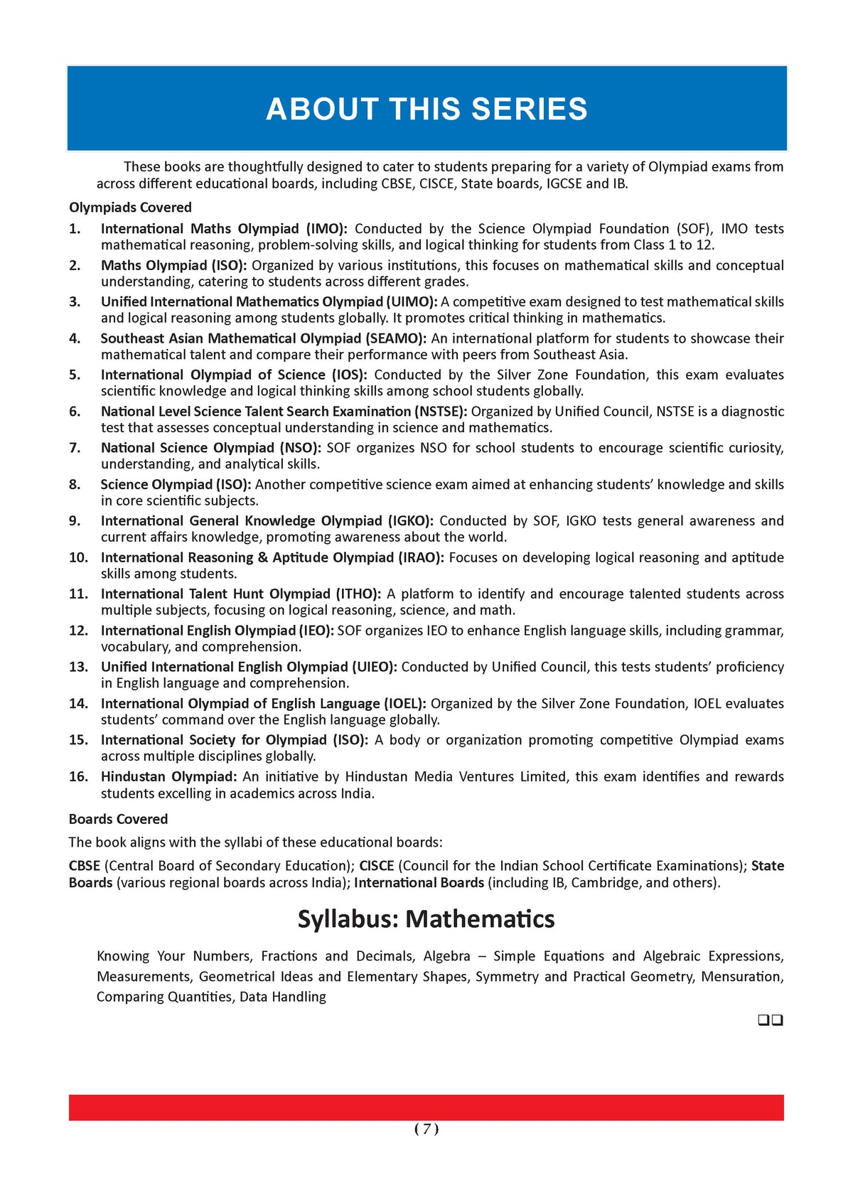 Oswaal One For All Olympiad Chapter-wise Previous Years' Solved Papers, Prep-Guide Class 7 (Set of 6 Books) Maths, English, Science, Reasoning, Cyber & General Knowledge (For 2026 Exam)