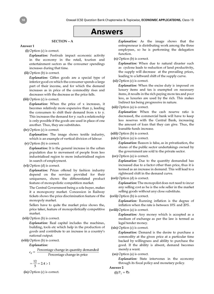 ICSE Question Bank Chapterwise & Topicwise Solved Papers Class 10 Economic Application For 2026 Exam
