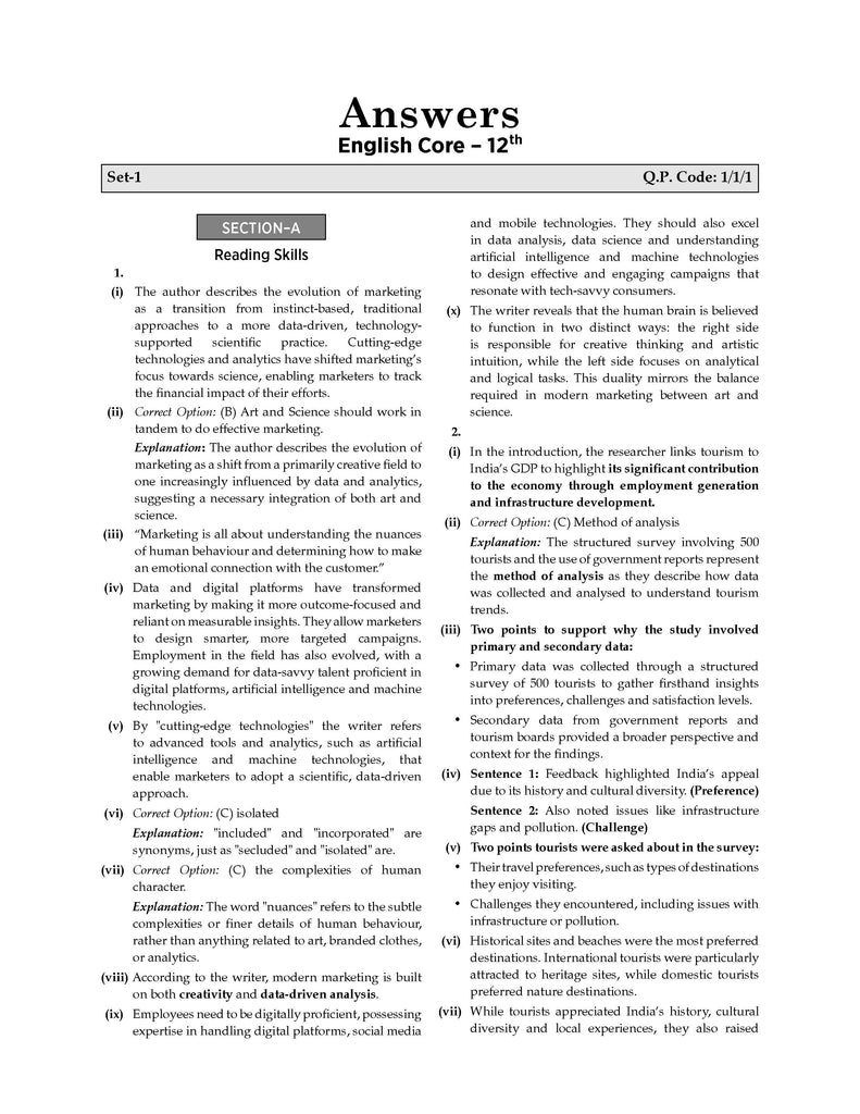 CBSE & NCERT One for All Class 12 English Core (For 2026 Exam)