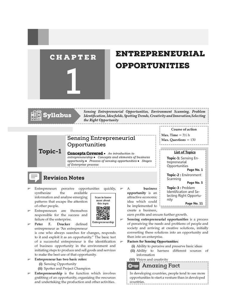 CBSE Question Bank Chapterwise and Topicwise SOLVED PAPERS Class 12 Entrepreneurship For Exam 2026