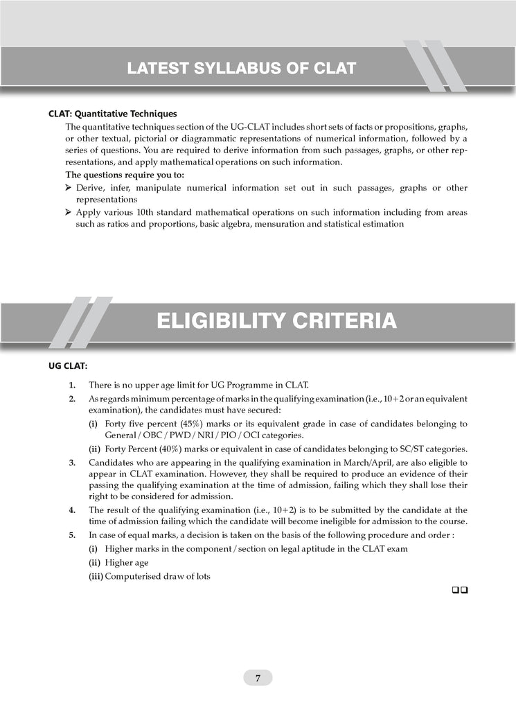 CLAT (UG) (COMMON LAW ADMISSION TEST) | 10 Mock Test Papers | For 2026 Admission Test