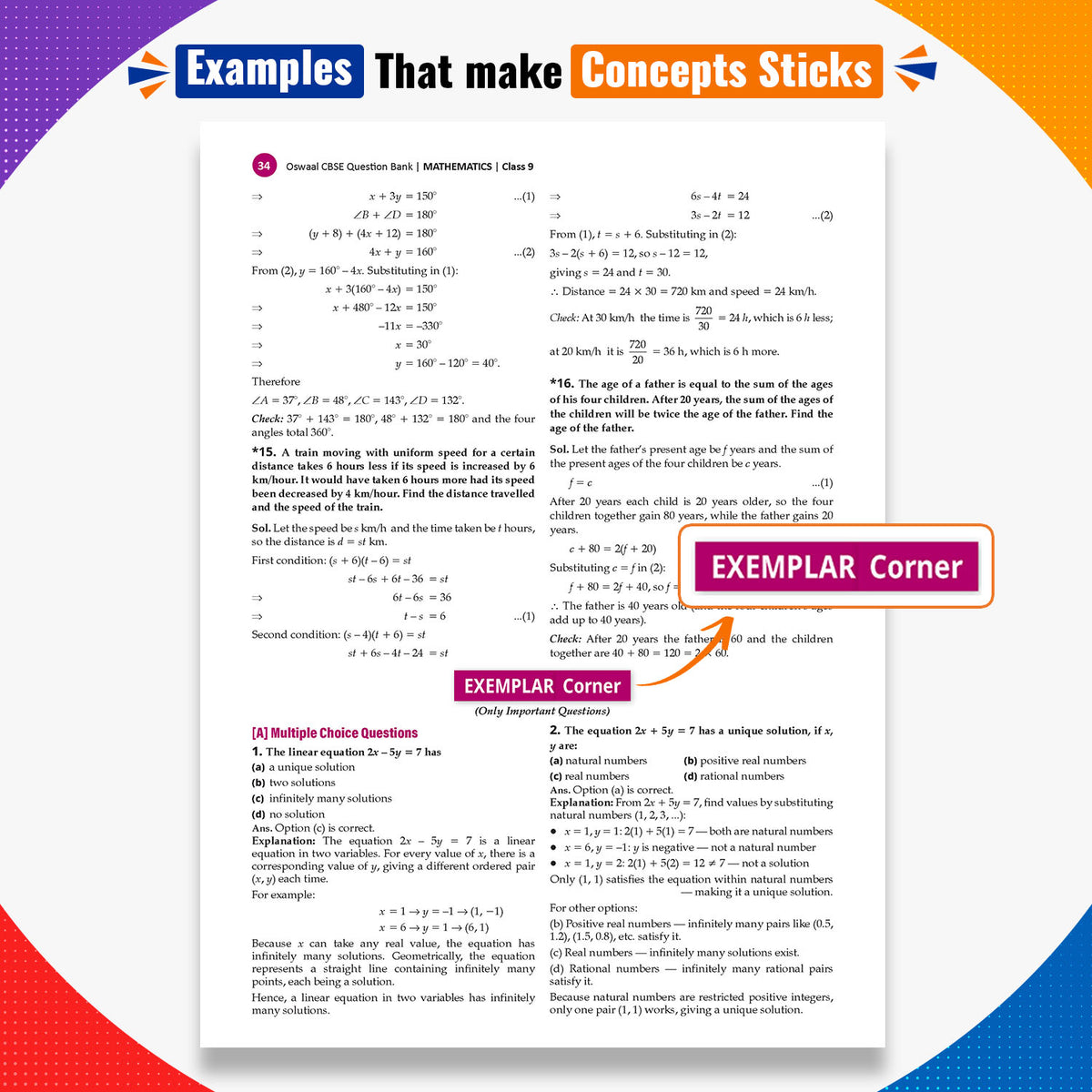 Oswaal CBSE Class 9 Mathematics Part-2 Question Bank Chapter-wise & Topic-wise | Based on NCERT Textbook Ganita Manjari | Includes Summary, Competency-Based Question, Self-Assessment & Practice Papers