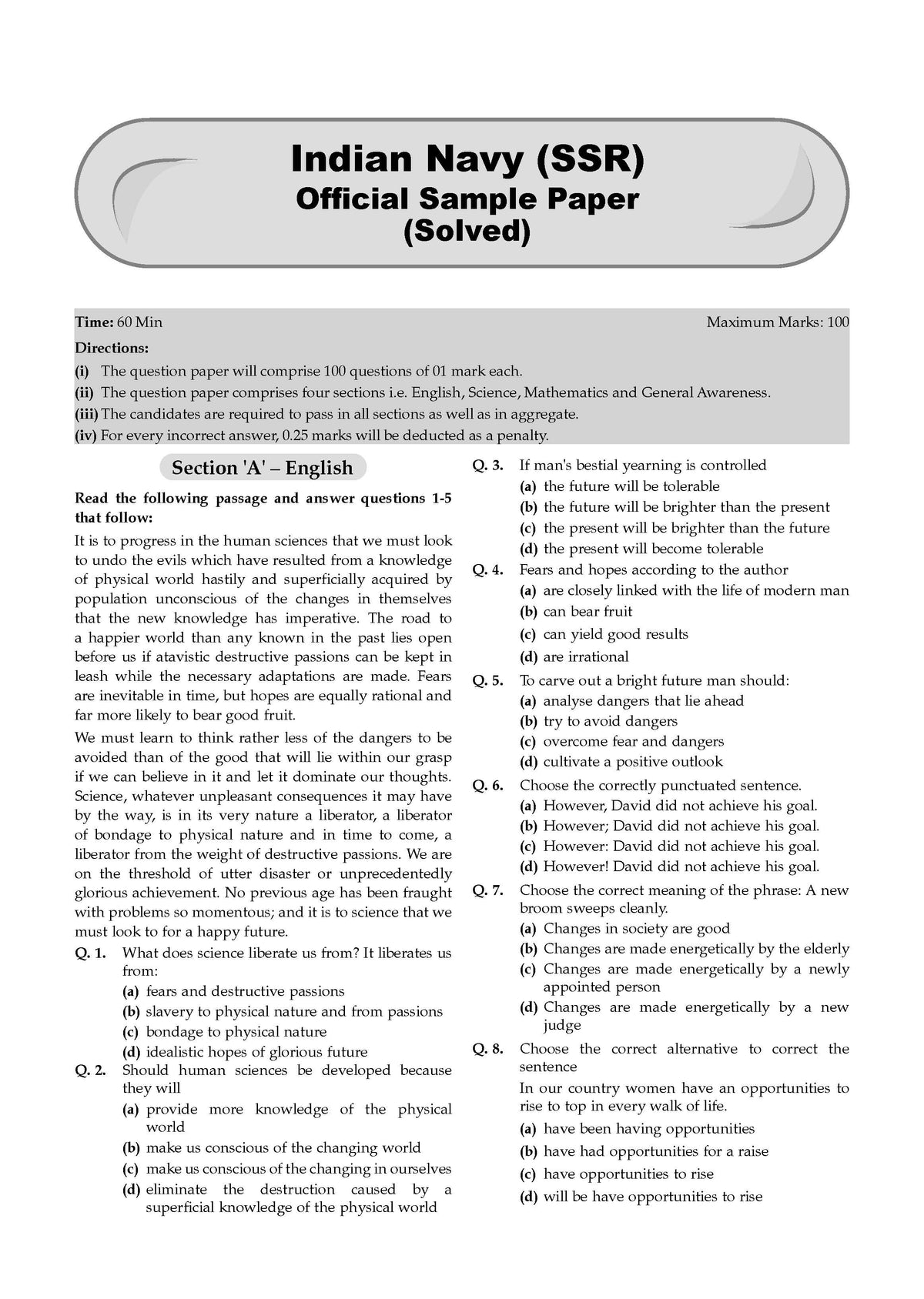 Indian Navy | Agniveer SSR (Senior Secondary Recruit) | Agnipath Scheme | Chapter-wise Question Bank | Science, Mathematics, English, Reasoning & General Awareness | For 2026 Exam - Oswaal Books