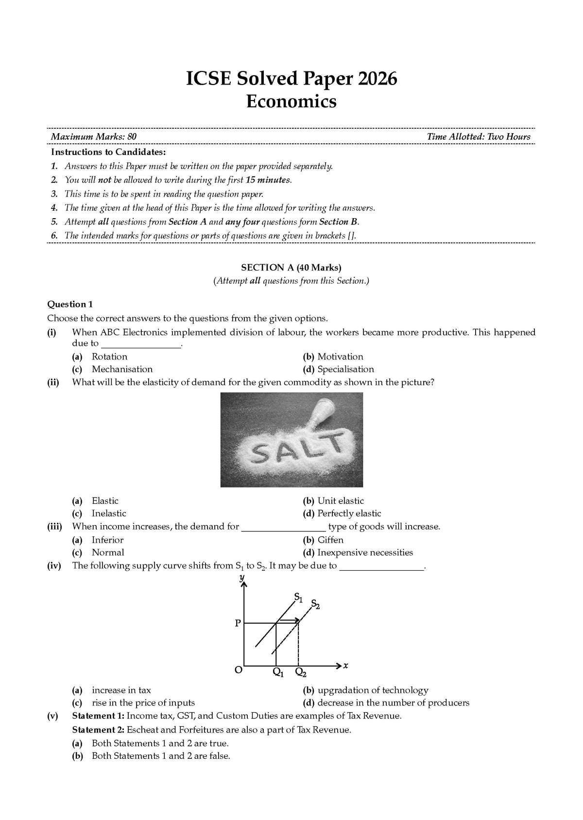 ICSE 10 Previous Years' Solved papers | Year-wise (2017-2026) | Class-10 | Economics | For 2027 Exam | Oswaal AI