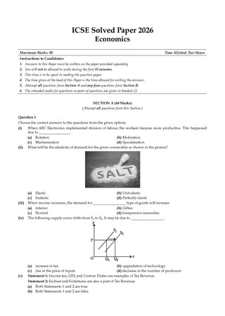 ICSE 10 Previous Years' Solved papers | Year-wise (2017-2026) |Class-10 | Economics | For 2027 Exam | Oswaal AI