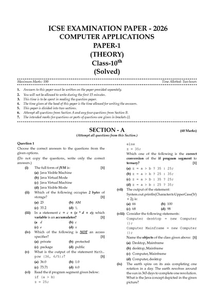 Class 10 ICSE Question Bank Computer Applications (2017-2026) | For 2027 Exam Chapter-wise & Topic-wise with Competency Based Questions | Includes 2026 Paper- fully solved | Self-Assessment Papers | Practice Papers