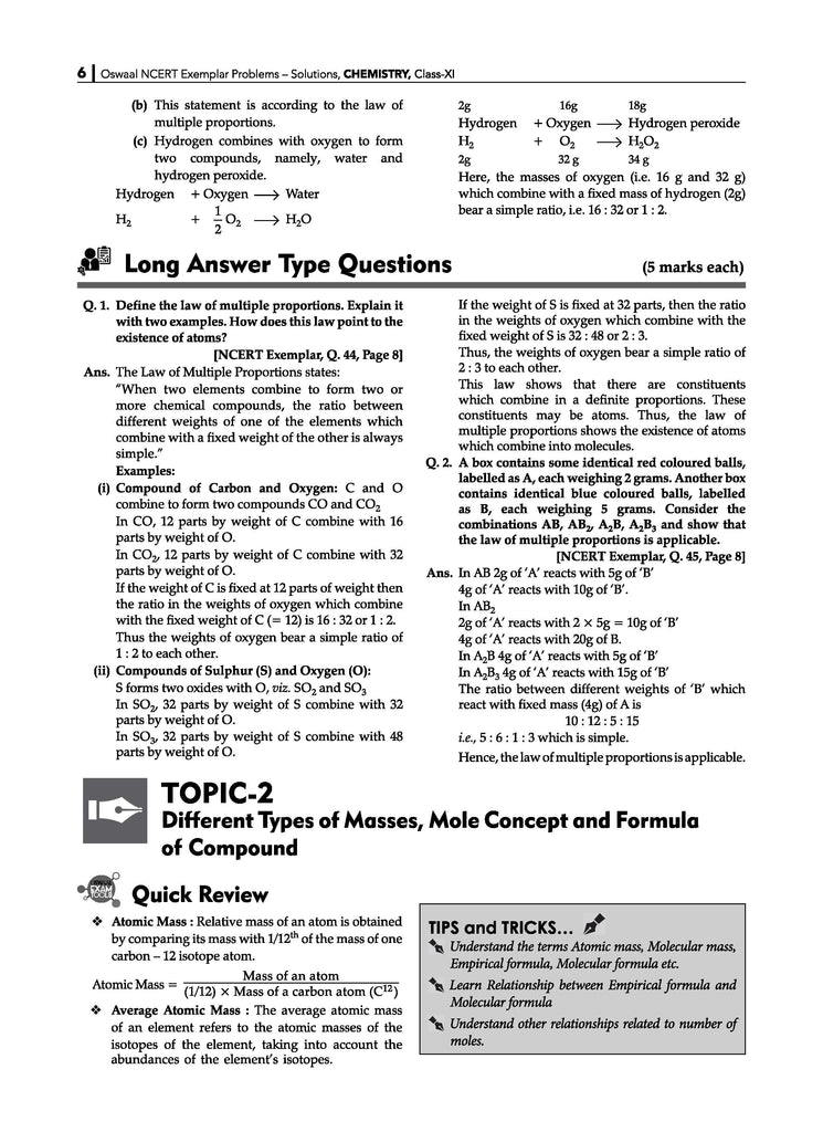 NCERT Exemplar (Problems - Solutions) Class 11 Chemistry Book For Latest Exam